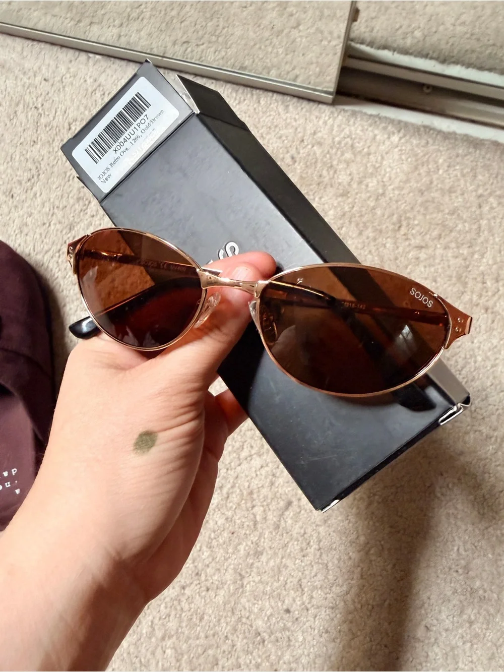 SOJOS Gold Frame Brown Lens Cat-Eye Sunglasses - Women